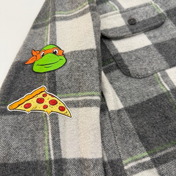 Ninja Turtle Nickelodeon Flannel Button Down Shirt Buffalo Plaid Kid Large - Picture 6 of 9